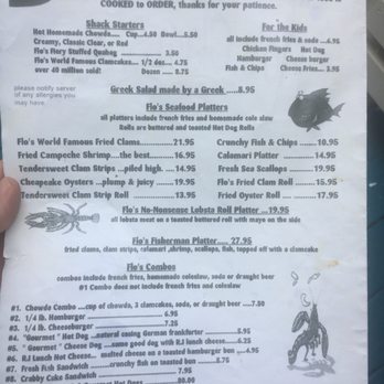 Flo's Clam Shack - Menu - Side 1 - Seafood Near Me - Middletown, Rhode Island