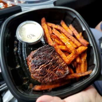 Back Room Steakhouse - Filet Mignon/ sweet potatoes fries with honey coating - Steakhouses Near Me - Apopka, Florida