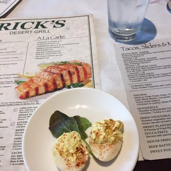 Rick's Restaurant - Rick's Menu and complimentary deviled eggs with dinner. - Cuban Near Me - Palm Springs, California Rick's Restaurant - Rick's Menu and complimentary deviled eggs with dinner. - Cuban Near Me - Palm Springs, California