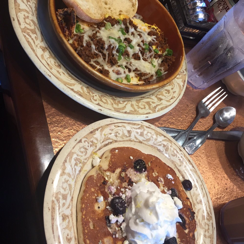 Another Broken Egg Cafe - Blueberry & Goat cheese pancake with a chorizo omelette - Breakfast & Brunch Near Me - Shenandoah, Texas Another Broken Egg Cafe - Blueberry & Goat cheese pancake with a chorizo omelette - Breakfast & Brunch Near Me - Shenandoah, Texas
