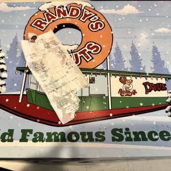 Randy's Donuts - Box with receipt. - Donuts Near Me - Riverside, California
