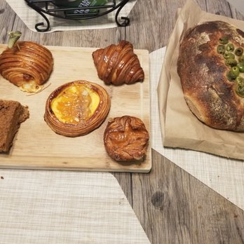 Faria Bakery - Coffee Cake - Ham & Cheese croissant - Apricot Budino - Plain Croissant - Kouign-amann - Olive Sourdough - Bakeries Near Me - Sacramento, California
