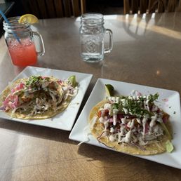 Shrimp and fish tacos... both great but the fish was better Shrimp and fish tacos... both great but the fish was better