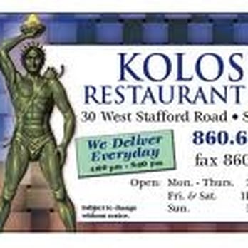 Kolossos Restaurant and Pizza - business card - Pizza Near Me - Stafford Springs, Connecticut Kolossos Restaurant and Pizza - business card - Pizza Near Me - Stafford Springs, Connecticut