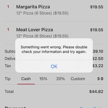 Big Slice Pizza - A screen shot of an error message. - Pizza Near Me - Fullerton, California