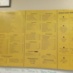 Jose's Taco Shop - Menu Dec 2024