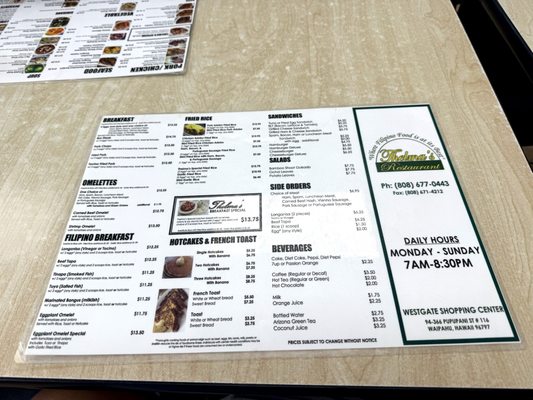 Menu photo 8 Thelma's Restaurant Waipahu, HI