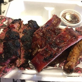 The Drunken Chicken - Three meats, to-go, brisket, pork ribs (Friday), dark meat chicken, double pinto beans (out of frame). - Chicken Shop Near Me - Mission, Texas The Drunken Chicken - Three meats, to-go, brisket, pork ribs (Friday), dark meat chicken, double pinto beans (out of frame). - Chicken Shop Near Me - Mission, Texas