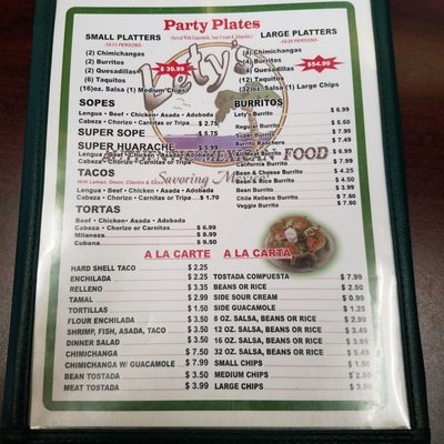 Menu photo 3 Lety's Fresno, CA