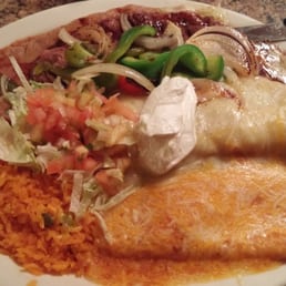 Ribeye Steak, Stuffed Pepper with Cheese, Enchilada, Spanish Rice...