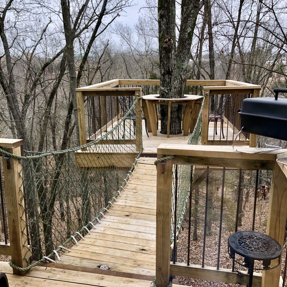 Branson Treehouse Adventures - Southern Comfort--back porch area - Campgrounds Near Me - Branson West, Missouri