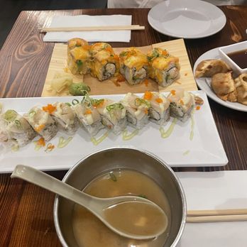 Kuma - MISO SOUP, YAKI GYOZA, polar express roll, salmon roll - Japanese Near Me - Monterey, California Kuma - MISO SOUP, YAKI GYOZA, polar express roll, salmon roll - Japanese Near Me - Monterey, California