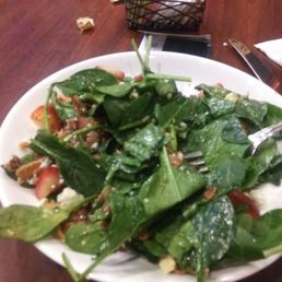 The baby spinach salad--spinach, pecans, bacon, strawberries and queso fresco; this salad was amazing, as was the price! The baby spinach salad--spinach, pecans, bacon, strawberries and queso fresco; this salad was amazing, as was the price!