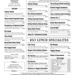 Rio Cafe - I have never been here... but I order lunch take out regularly and hate not being able to find a menu anywhere. Found this on a news article