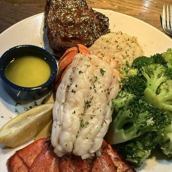 Red Lobster - Surf & Turf Maine Lobster Tail & Sirloin Steak w/mashed potatoes and broccoli - Seafood Near Me - Citrus Heights, California Red Lobster - Surf & Turf Maine Lobster Tail & Sirloin Steak w/mashed potatoes and broccoli - Seafood Near Me - Citrus Heights, California