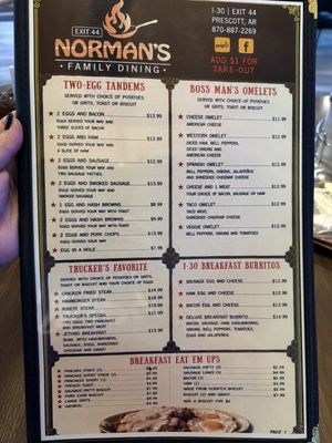Menu photo 1 Norman's 44 Restaurant Prescott, AR Menu photo 1 Norman's 44 Restaurant Prescott, AR