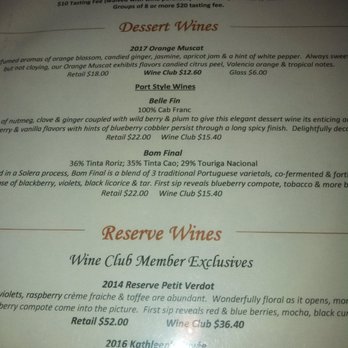 Pear Valley - part of the tasting menu December 2019 - the part we cared most about, the dessert wines! - Wineries Near Me - Paso Robles, California