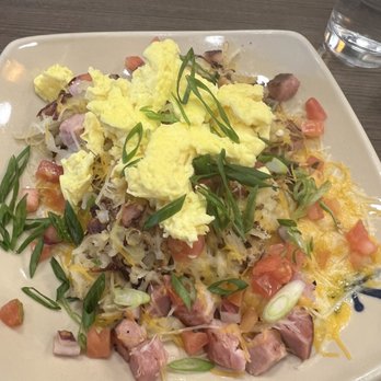 Snooze, an A.M. Eatery - Hash brown sups deluxe with ham and pico pretty good - Breakfast & Brunch Near Me - Phoenix, Arizona