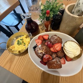 Café Bastille Miami Beach - French toast bites , side of 2 scrambled eggs - Cafes Near Me - Miami Beach, Florida Café Bastille Miami Beach - French toast bites , side of 2 scrambled eggs - Cafes Near Me - Miami Beach, Florida