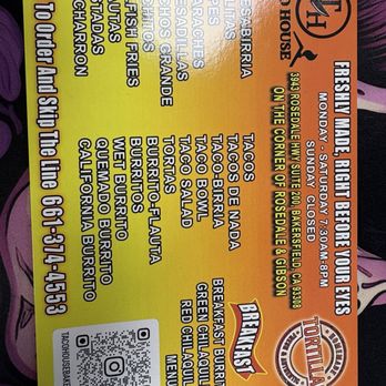 Taco House - Menu - Mexican Near Me - Bakersfield, California