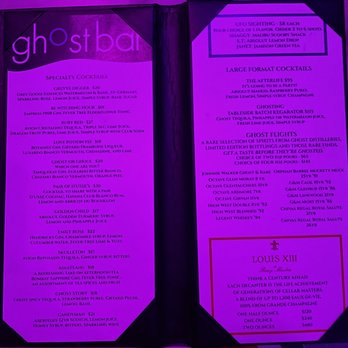 Ghostbar - Drink menu - Dance Clubs Near Me - Las Vegas, Nevada