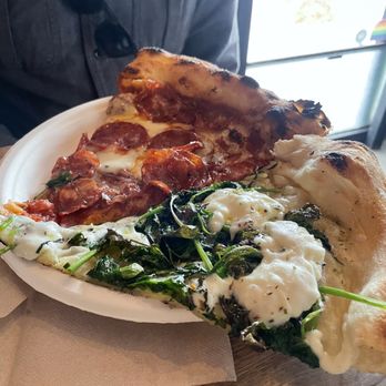 Gjelina Take Away - Spicy Pepperoni Pizza and Spinach Cheese Pizza - Coffee & Tea Near Me - Venice, California