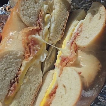 Grand Central Bagel Cafe - Bacon egg and cheese on a plain bagel - Bagels Near Me - Lancaster, Pennsylvania