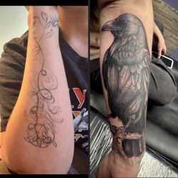 Black Lotus Tattoo - Crow Cover up tattoo