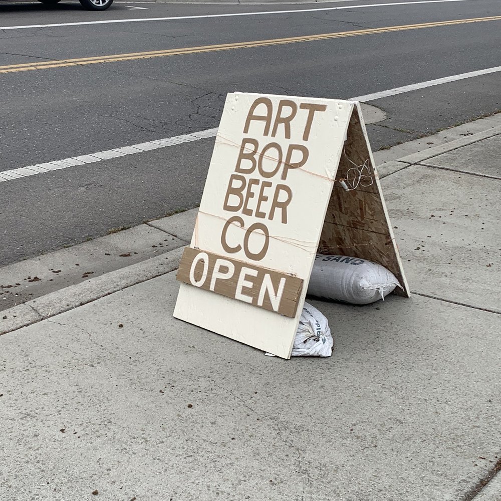 Art Bop Beer - Pointing the way inside sign - Breweries Near Me - Talent, Oregon Art Bop Beer - Pointing the way inside sign - Breweries Near Me - Talent, Oregon