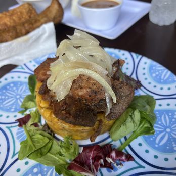 La Alcapurria Quemá - Carne frita pork with mofongo - Bars Near Me - San Juan, Puerto Rico La Alcapurria Quemá - Carne frita pork with mofongo - Bars Near Me - San Juan, Puerto Rico