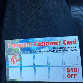 Tropical Nails & Spa - Frequent customer card. Ten dollars off after nine services! Nice deal. - Nail Salons Near Me - Mount Pleasant, South Carolina