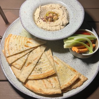 Santorini by Georgios - Hummus with gluten free pita (cauliflower pita) - Greek Near Me - Fort Lauderdale, Florida Santorini by Georgios - Hummus with gluten free pita (cauliflower pita) - Greek Near Me - Fort Lauderdale, Florida
