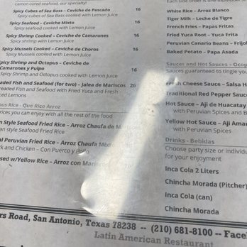 El Ceviche De Waldito - the menu - Peruvian Near Me - San Antonio, Texas