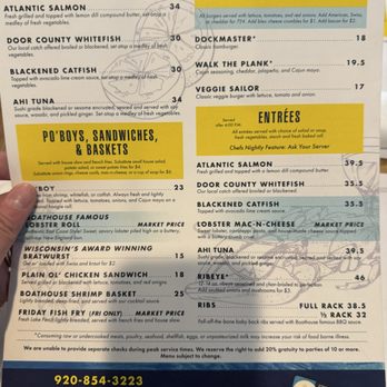Boathouse On the Bay - Menu - Seafood Near Me - Sister Bay, Wisconsin