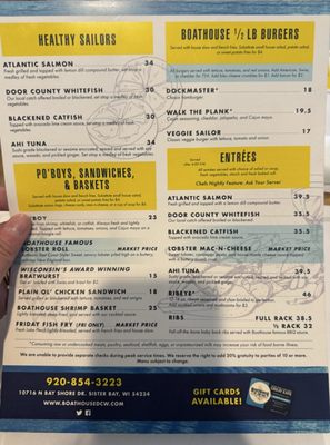 Menu photo 4 Boathouse On the Bay Sister Bay, WI