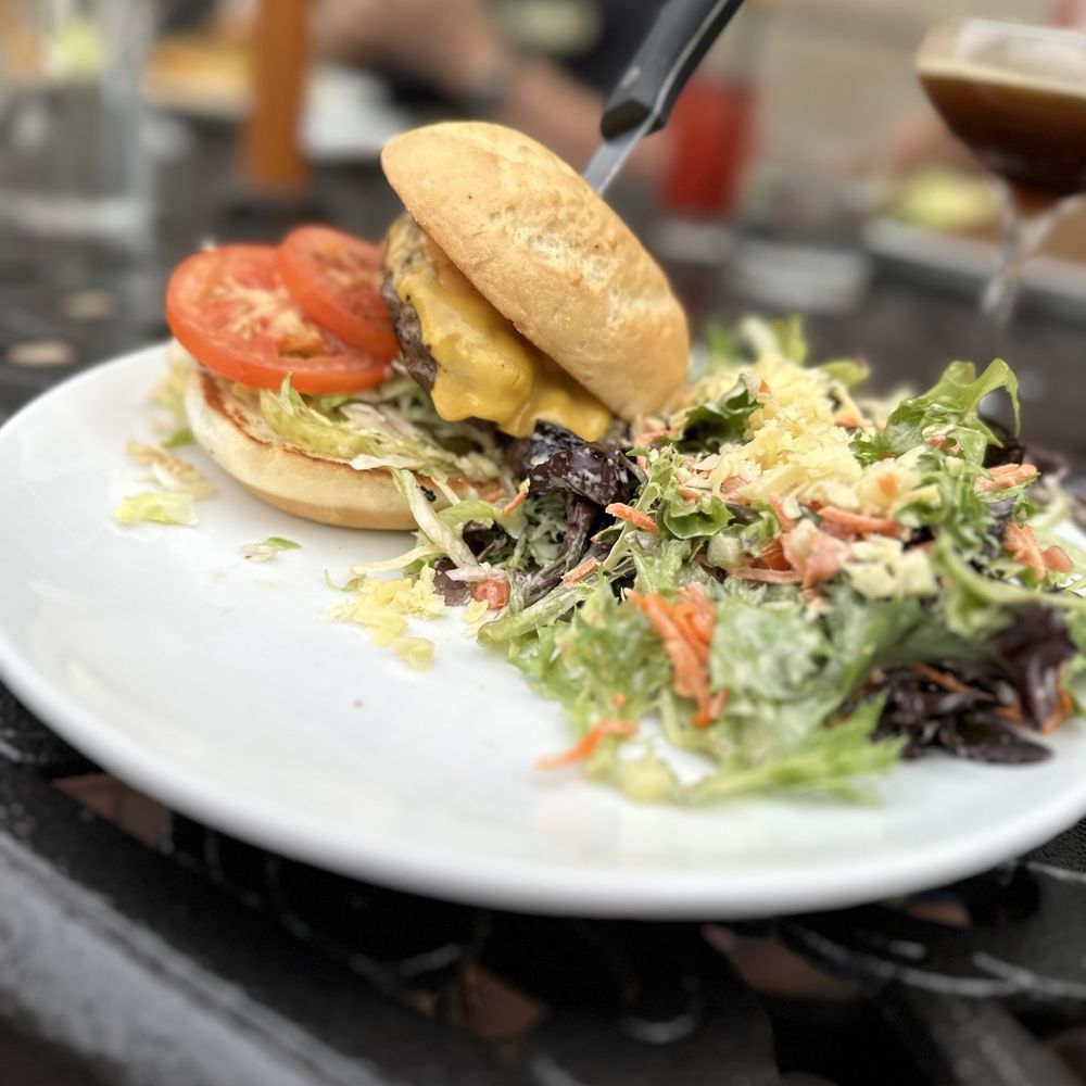 The Lucky Well - Burger on GF Bun w/half house salad. - Salad Near Me - Hamilton, Ohio The Lucky Well - Burger on GF Bun w/half house salad. - Salad Near Me - Hamilton, Ohio