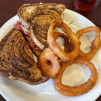 Dolli's Diner - Rueben with onion rings. - Burgers Near Me - Nacogdoches, Texas