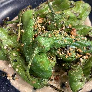 Thirty Eight - SHISHITO PEPPERS tahini miso gomae ae, furikake crumble - Seafood Near Me - Urban Honolulu, Hawaii Thirty Eight - SHISHITO PEPPERS tahini miso gomae ae, furikake crumble - Seafood Near Me - Urban Honolulu, Hawaii