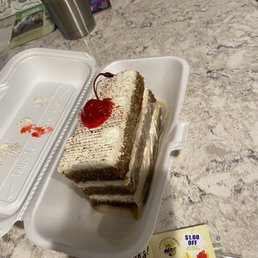 Tiramisu slice  It's a nice size