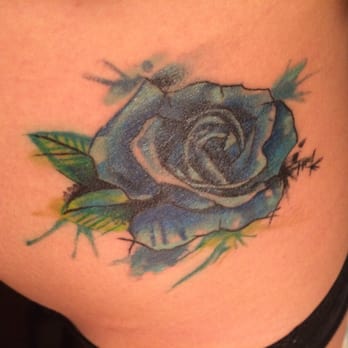 Ink Monkey Tattoo and Piercing - Blue watercolor rose done by Ray. - Piercing Near Me - Venice, California Ink Monkey Tattoo and Piercing - Blue watercolor rose done by Ray. - Piercing Near Me - Venice, California