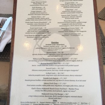Oasis on the Beach - Here is the menu - Hawaiian Near Me - Kapaa, Hawaii