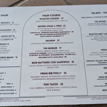 The Arches - Dinner menu - American Near Me - Borrego Springs, California The Arches - Dinner menu - American Near Me - Borrego Springs, California