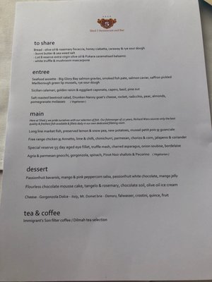 Menu photo 1 Shed 5 Wellington, WGN