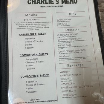 Charlie's Middle Eastern Cuisine - Menu - Kosher Near Me - Norfolk, Virginia