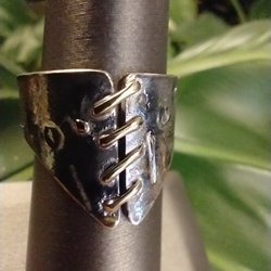 MTM Heavy Metals Fine Jewelry - Sterling Silver and Gold Corset Ring