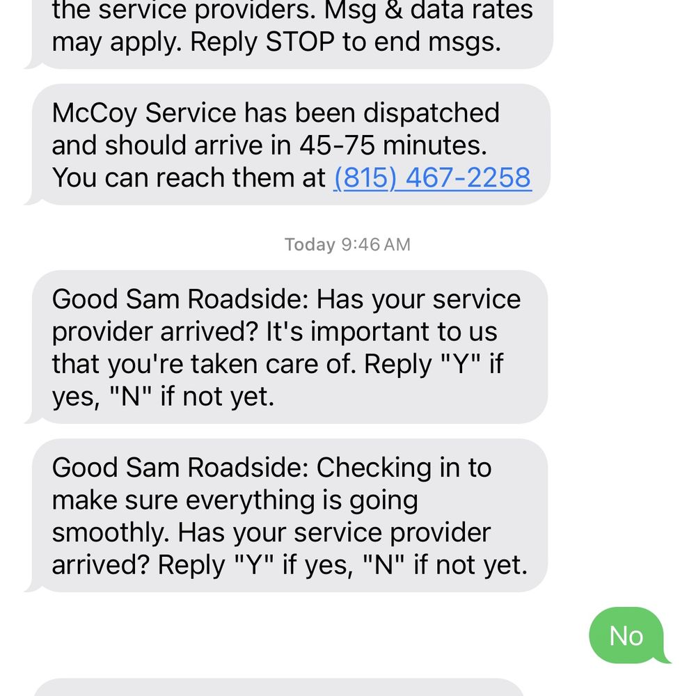 McCoy Services - Roadside assistance text proof - Auto Repair Near Me - Channahon, Illinois McCoy Services - Roadside assistance text proof - Auto Repair Near Me - Channahon, Illinois
