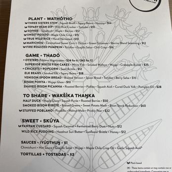 Owamni - Food menu - New American Near Me - Minneapolis, Minnesota