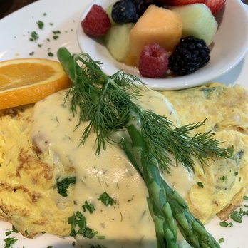Plums Cafe - Crab omelette $20 - Breakfast & Brunch Near Me - Costa Mesa, California