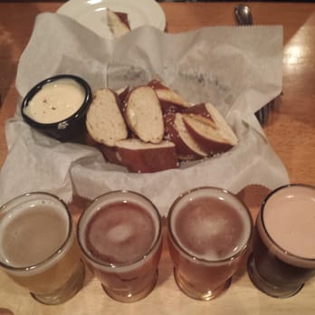 Pub Bricco - Beer flight and pretzels with queso - Pubs Near Me - Akron, Ohio Pub Bricco - Beer flight and pretzels with queso - Pubs Near Me - Akron, Ohio