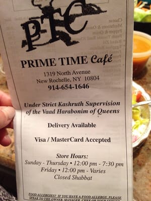 Menu photo 2 Prime Time Cafe New Rochelle, NY Menu photo 2 Prime Time Cafe New Rochelle, NY
